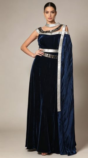 Blue Velvet Dress