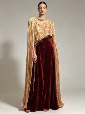 Red/Gold Velvet Dress