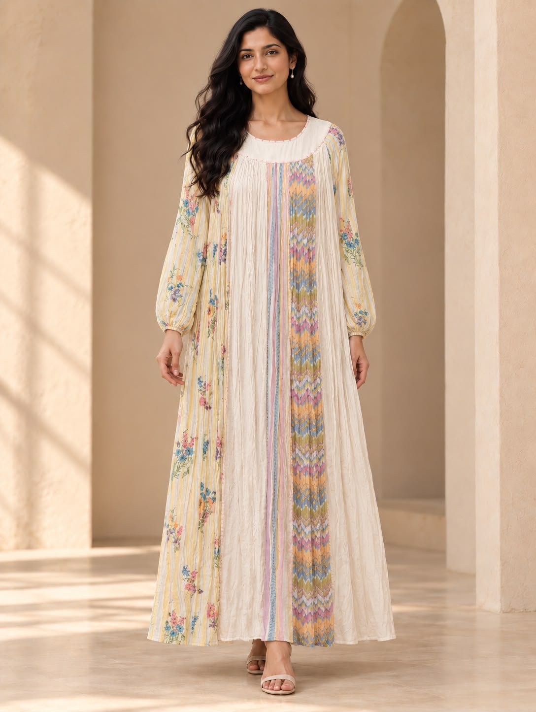 Printed Pleated Kaftan