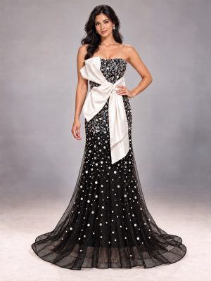 White/Black Crystal Gown