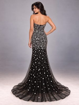 Alternative view of White/Black Crystal Gown